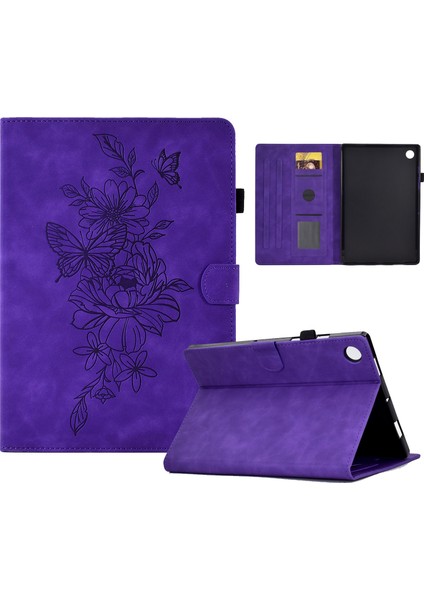 Peony Embossed Leather Tablet Case For Huawei Matepad T 10 / T 10S / Honor Tablet Enjoy 2 / Pad X6 / Pad 6 (Yurt Dışından)