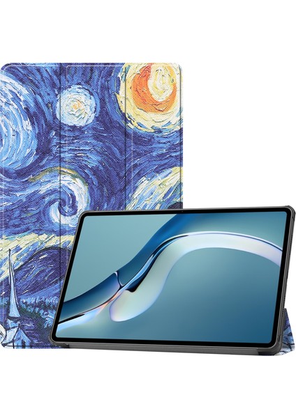 Huawei Matepad Pro 12.6 2021 Custer Boyalı Pu Deri Kılıf Uyku / Uyandırma Fonksiyonu ve 3 Katlı Tutucu (Yurt Dışından) modelleri