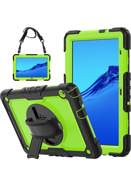 For Huawei Mediapad T5 Shockproof Colorful Silicone + Pc Protective Case With Holder & Shoulder Strap & Hand Strap (Yurt Dışından)