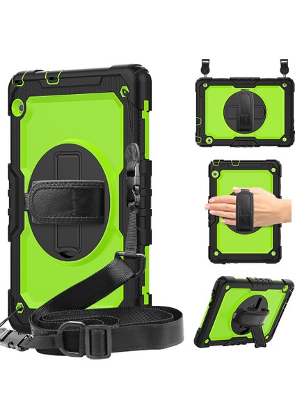 For Huawei Mediapad T5 Shockproof Colorful Silicone + Pc Protective Case With Holder & Shoulder Strap & Hand Strap (Yurt Dışından)