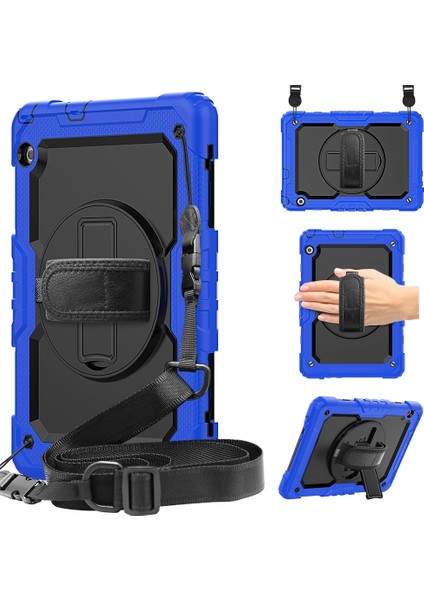For Huawei Mediapad T5 Shockproof Colorful Silicone + Pc Protective Case With Holder & Shoulder Strap & Hand Strap (Yurt Dışından)
