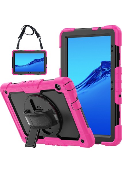 For Huawei Mediapad T5 Shockproof Colorful Silicone + Pc Protective Case With Holder & Shoulder Strap & Hand Strap (Yurt Dışından)