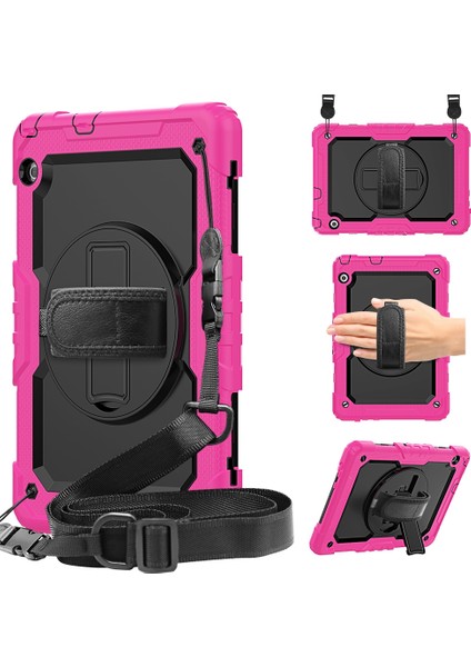 For Huawei Mediapad T5 Shockproof Colorful Silicone + Pc Protective Case With Holder & Shoulder Strap & Hand Strap (Yurt Dışından)