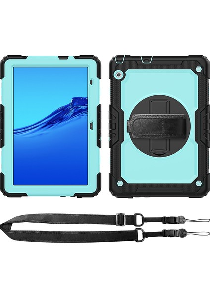 For Huawei Mediapad T5 Shockproof Colorful Silicone + Pc Protective Case With Holder & Shoulder Strap & Hand Strap (Yurt Dışından)