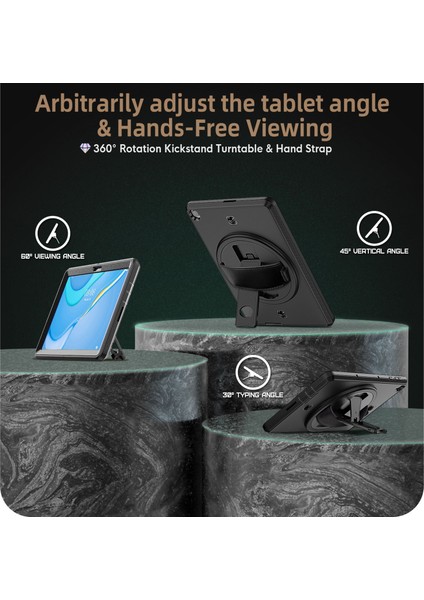 Huawei Matepad T 10 / T 10S Darbeye Tpu + Pc Tablet Kılıfı ile Tutucu ve Kalem Yuvası ve Omuz Askısı For Huawei Matepad T 10 / T 10S With Shoulder Strap (Yurt Dışından)