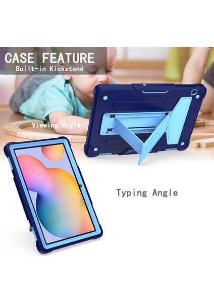 For Huawei Mediapad T5 T-Shaped Bracket Contrast Color Shockproof Pc + Silicone Protective Case (Yurt Dışından)