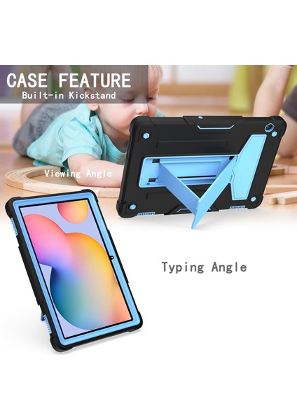 For Huawei Mediapad T5 T-Shaped Bracket Contrast Color Shockproof Pc + Silicone Protective Case (Yurt Dışından)