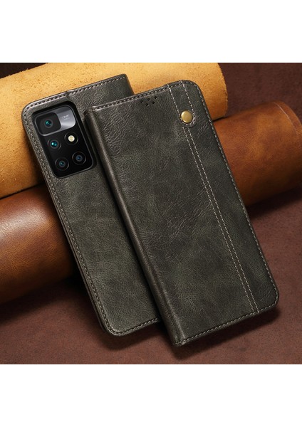 Xiaomi Redmi 10 Için Pu Deri Manyetik Flip Cüzdan Standlı Telefon Kılıfı (Yurt Dışından)