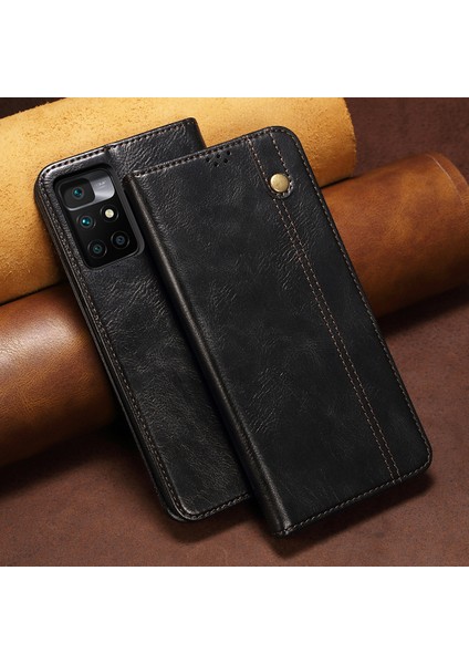 Xiaomi Redmi 10 Için Pu Deri Manyetik Flip Cüzdan Standlı Telefon Kılıfı (Yurt Dışından)