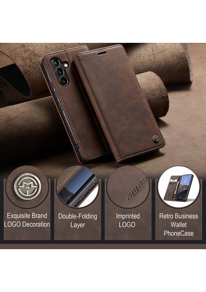 Samsung Galaxy A54 5g Için Retro Pu Deri Cüzdan Flip Standlı Telefon Kılıfı (Yurt Dışından)