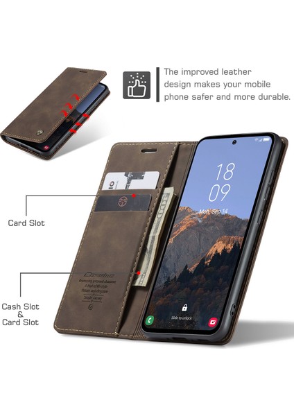 Samsung Galaxy A54 5g Için Retro Pu Deri Cüzdan Flip Standlı Telefon Kılıfı (Yurt Dışından)