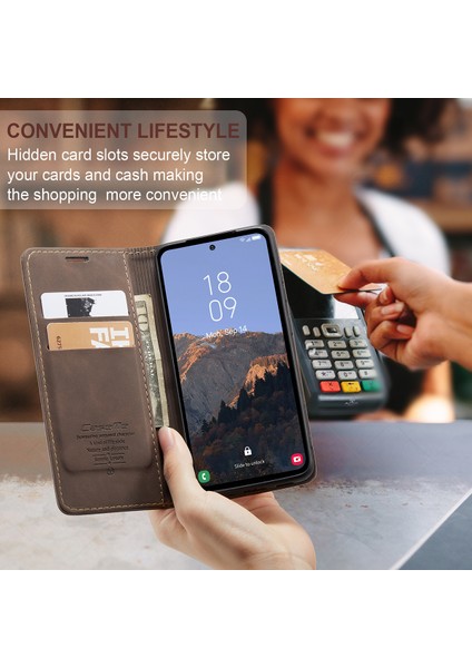 Samsung Galaxy A54 5g Için Retro Pu Deri Cüzdan Flip Standlı Telefon Kılıfı (Yurt Dışından)