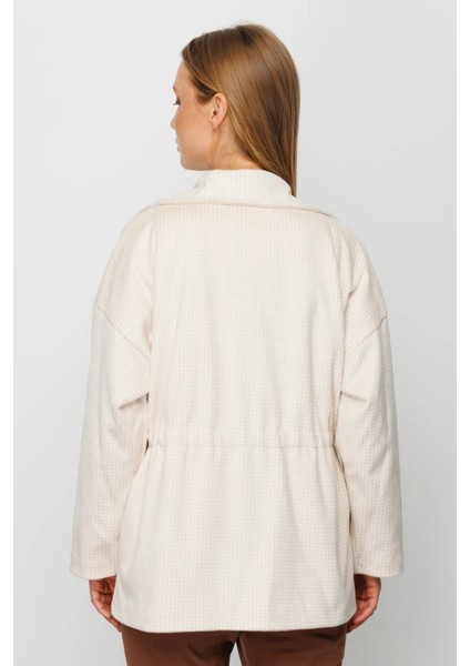 Oversize Midi Kadın Mont - Kareli Desen - Minimalist Tarz fırsatları