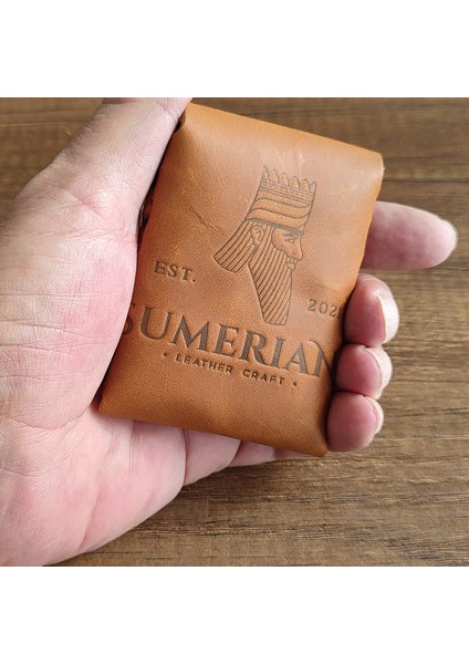 Sumerian Wallet Minimalist Deri Kartlık Taba (Anahtarlık Hediye )