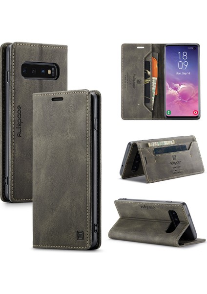Samsung Galaxy S10 Için Vinil Deri Kapak Flip Cüzdan Standı Telefon Kılıfı (Yurt Dışından)