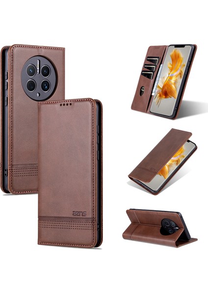 Huawei Mate 50 Pro Için Vintage Deri Cüzdan Standı Telefon Kılıfı (Yurt Dışından)