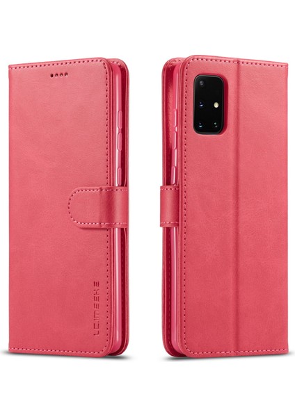 Samsung Galaxy M51 Için Flip Standlı Deri Cüzdan Telefon Kılıfı Rose Red (Yurt Dışından)