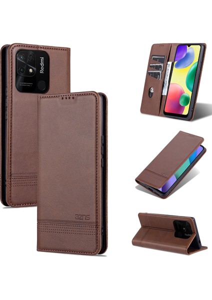 Xiaomi Redmi 10C Için Vintage Deri Cüzdan Standı Telefon Kılıfı (Yurt Dışından)