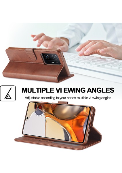 Xiaomi 11T / Xiaomi 11T Pro Için Flip Standlı Deri Cüzdan Telefon Kılıfı (Yurt Dışından)