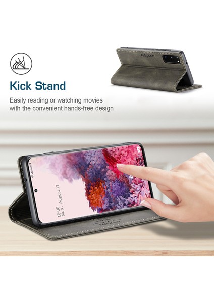 Samsung Galaxy S20 Için Vinil Deri Kapak Flip Cüzdan Standı Telefon Kılıfı (Yurt Dışından)