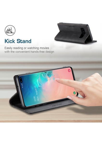 Samsung Galaxy S10 Plus Için Vinil Deri Kapak Flip Cüzdan Standı Telefon Kılıfı (Yurt Dışından)