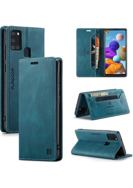 Samsung Galaxy A21S Için Vinil Deri Kapak Flip Cüzdan Standı Telefon Kılıfı (Yurt Dışından)