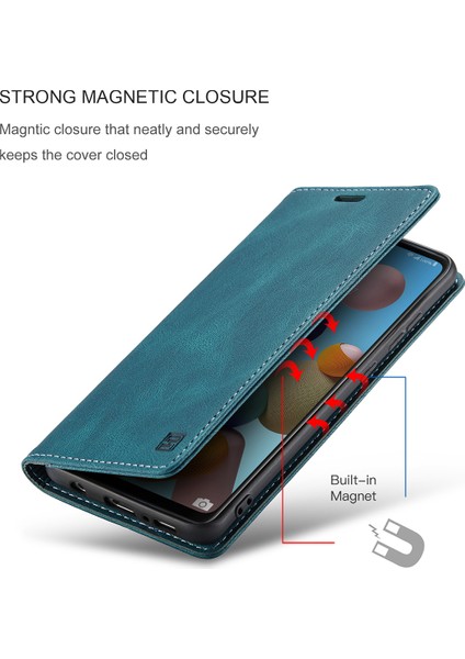 Samsung Galaxy A21S Için Vinil Deri Kapak Flip Cüzdan Standı Telefon Kılıfı (Yurt Dışından)