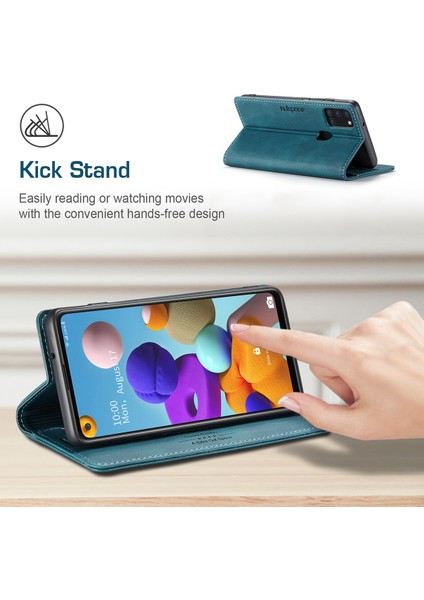 Samsung Galaxy A21S Için Vinil Deri Kapak Flip Cüzdan Standı Telefon Kılıfı (Yurt Dışından)