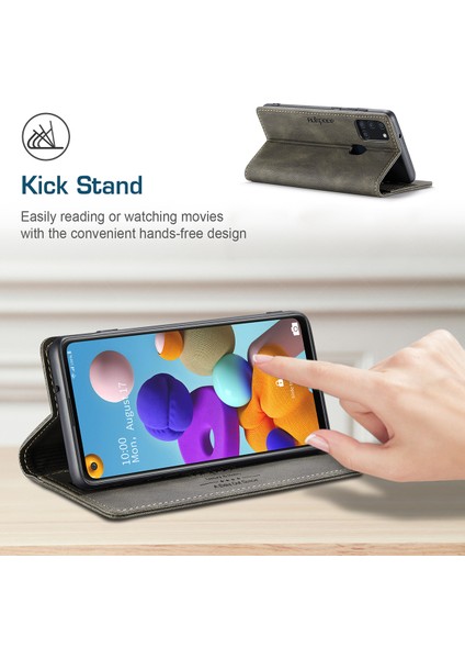 Samsung Galaxy A21S Için Vinil Deri Kapak Flip Cüzdan Standı Telefon Kılıfı (Yurt Dışından)