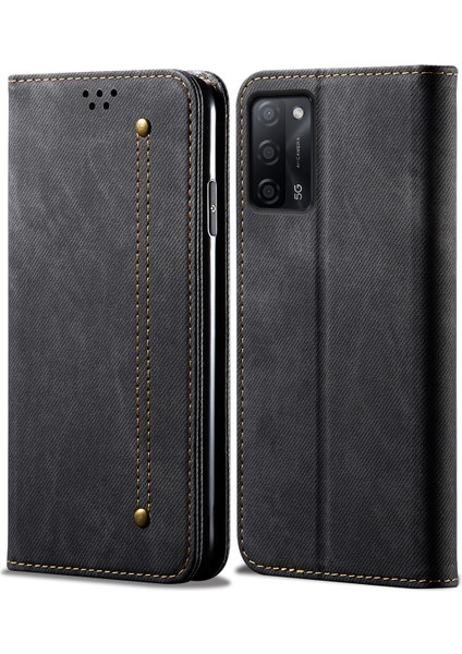 Oppo A55 5g Için Kot Deri Flip Cüzdan Standlı Telefon Kılıfı (Yurt Dışından)