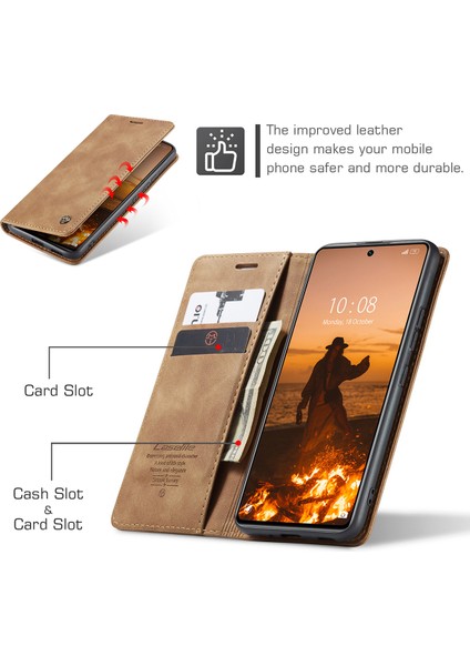 Xiaomi 12 Lite Için Retro Pu Deri Cüzdan Flip Standlı Telefon Kılıfı (Yurt Dışından)