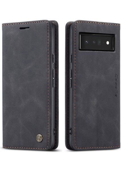 Google Pixel 6 Pro Için Retro Pu Deri Cüzdan Flip Standlı Telefon Kılıfı (Yurt Dışından)