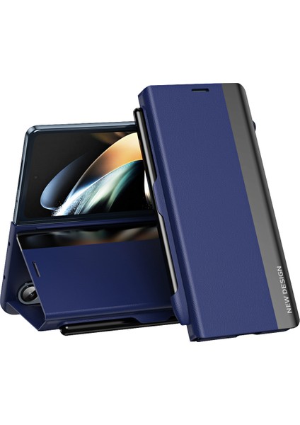 Samsung Galaxy Z Fold 3 5g Için Ince Flip Deri Manyetik Kapatma Telefon Kılıfı Lacivert (Yurt Dışından)