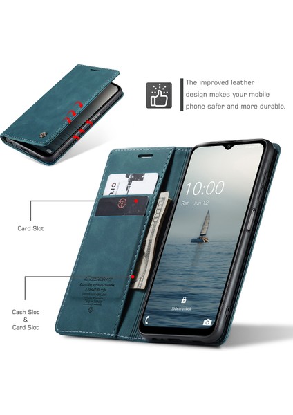 Samsung Galaxy A14 5g Için Retro Pu Deri Cüzdan Flip Standlı Telefon Kılıfı (Yurt Dışından)
