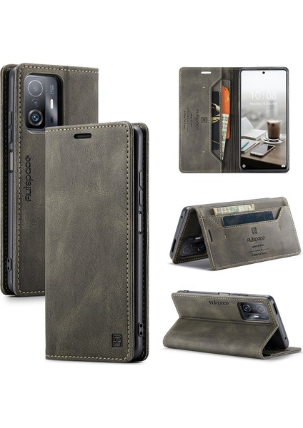 Xiaomi 11T / Mi 11T Pro Için Vinil Deri Kapak Flip Cüzdan Standı Telefon Kılıfı (Yurt Dışından)