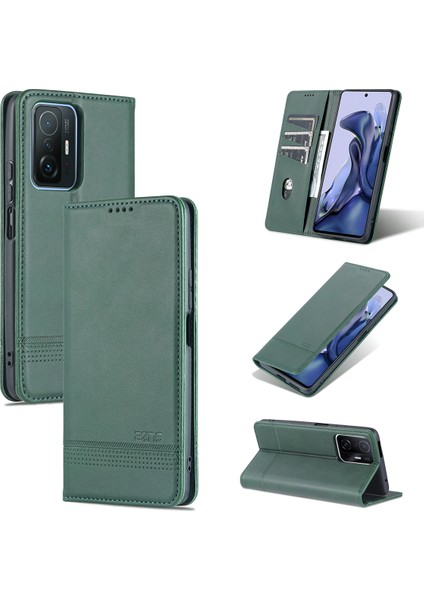 Xiaomi Mi 11T / Mi 11T Pro Için Vintage Deri Cüzdan Standı Telefon Kılıfı (Yurt Dışından)