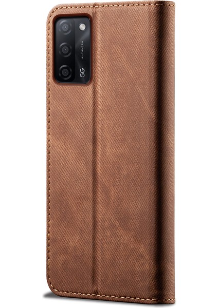 Oppo A55 5g Için Kot Deri Flip Cüzdan Standlı Telefon Kılıfı (Yurt Dışından)