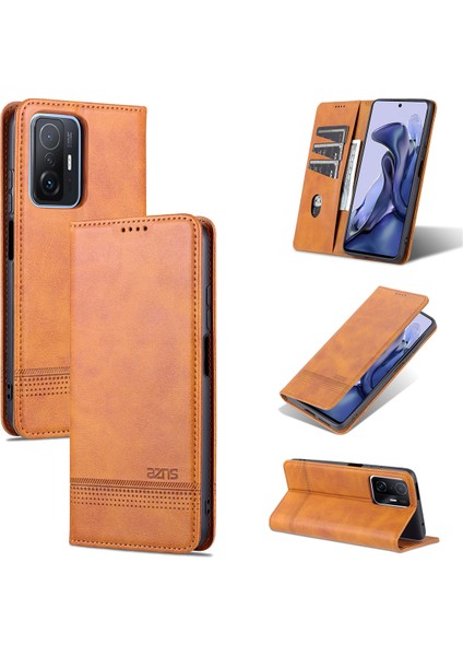Xiaomi Mi 11T / Mi 11T Pro Için Vintage Deri Cüzdan Standı Telefon Kılıfı (Yurt Dışından)