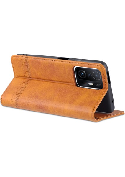 Xiaomi Mi 11T / Mi 11T Pro Için Vintage Deri Cüzdan Standı Telefon Kılıfı (Yurt Dışından)