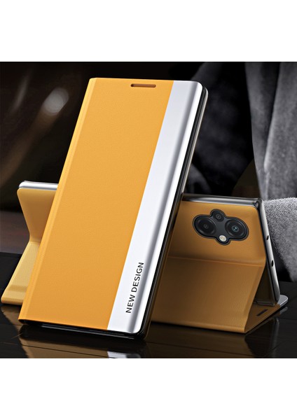 Xiaomi Poco M5 Için Ince Flip Deri Manyetik Kapatma Telefon Kılıfı Sarı (Yurt Dışından) fırsatları