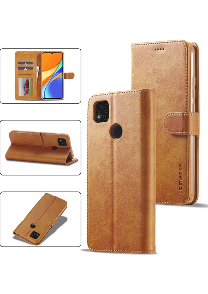 Xiaomi Redmi 9c Için Flip Standlı Deri Cüzdan Telefon Kılıfı Sarı (Yurt Dışından)