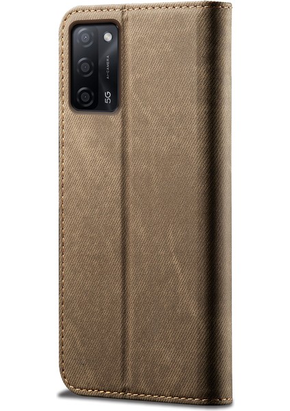 Oppo A55 5g Için Kot Deri Flip Cüzdan Standlı Telefon Kılıfı (Yurt Dışından)
