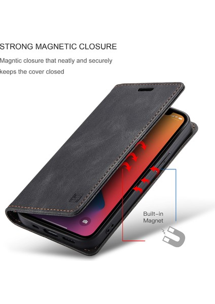 iPhone 12 Mini Için Vinil Deri Kapak Flip Cüzdan Standı Telefon Kılıfı (Yurt Dışından)