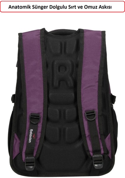 1551-2225 Anatomik Yarasa Sırt Okul Çantası - NKT01551-MOR-TEK Ebat modelleri