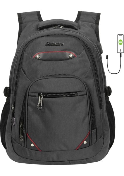 1551-2225 Unisex Anatomik Yarasa Sırt Okul Çantası - NKT01551-SIYAH-TEK Ebat