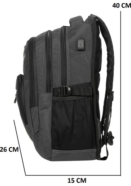 1551-2225 Unisex Anatomik Yarasa Sırt Okul Çantası - NKT01551-SIYAH-TEK Ebat