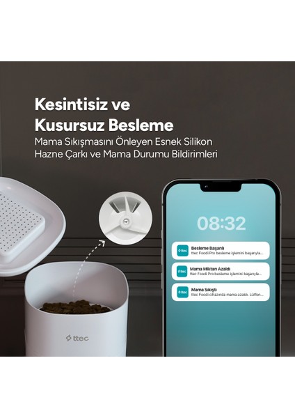 Foodi Pro Full Hd 3mp Kameralı Çift Yönlü Görüşmeli Otomatik Wi-Fi Akıllı Kedi/köpek Besleyici