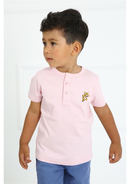 Erkek Çocuk Hakim Yaka Nakışlı Lacivert T-Shirt fiyatları