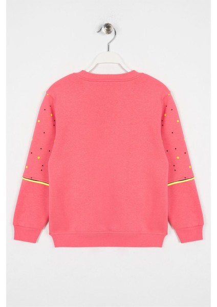 Kız Çocuk Pembe Renkli Ayı Love Baskılı Sweatshirt