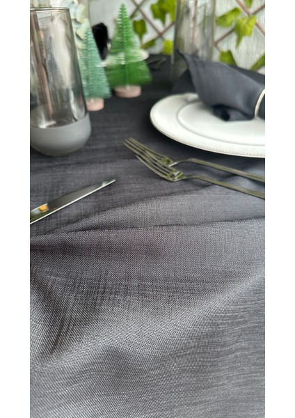 Keten Dokulu Dertsiz Siyah Yuvarlak Masa Örtüsü fiyatları